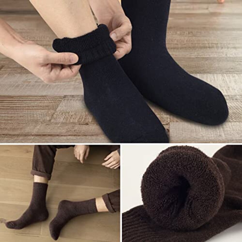 Men's Thermal Wool Boot Socks Thick Cozy Winter Athletic Cold Weather - Picture 6 of 7